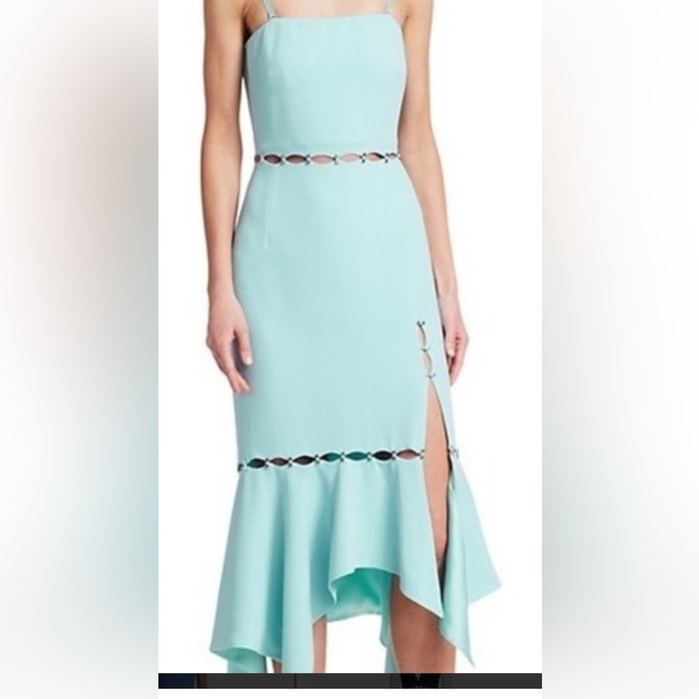 Blueish/Green Simkai Asymmetrical Backless Cocktail